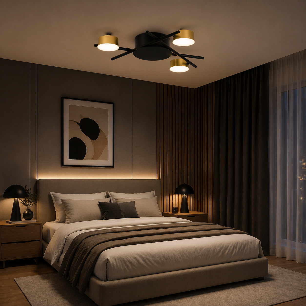 LED осветително тяло Kira Gold & Black – Топла светлина, еквивалент 100W