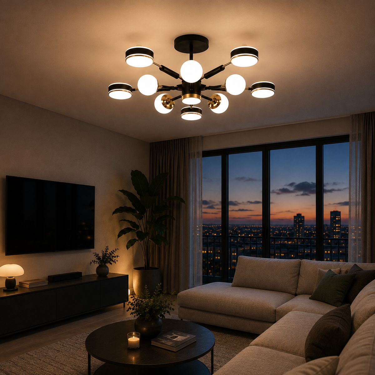 LED осветително тяло Maxi Fenora Black еквивалент 500W с дистанционно управление