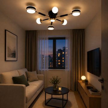 LED осветително тяло Mini Fenora Black еквивалент 300W с дистанционно