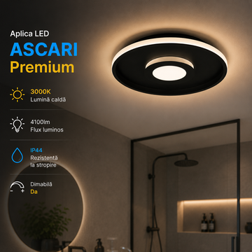 аплик LED ASCARI Black IP44 Premium