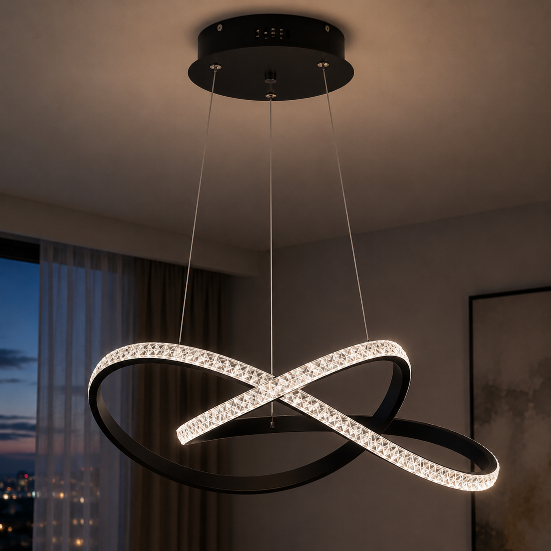 LED осветително тяло Cristal Infinity Black 2 сегмента, еквивалент 400W