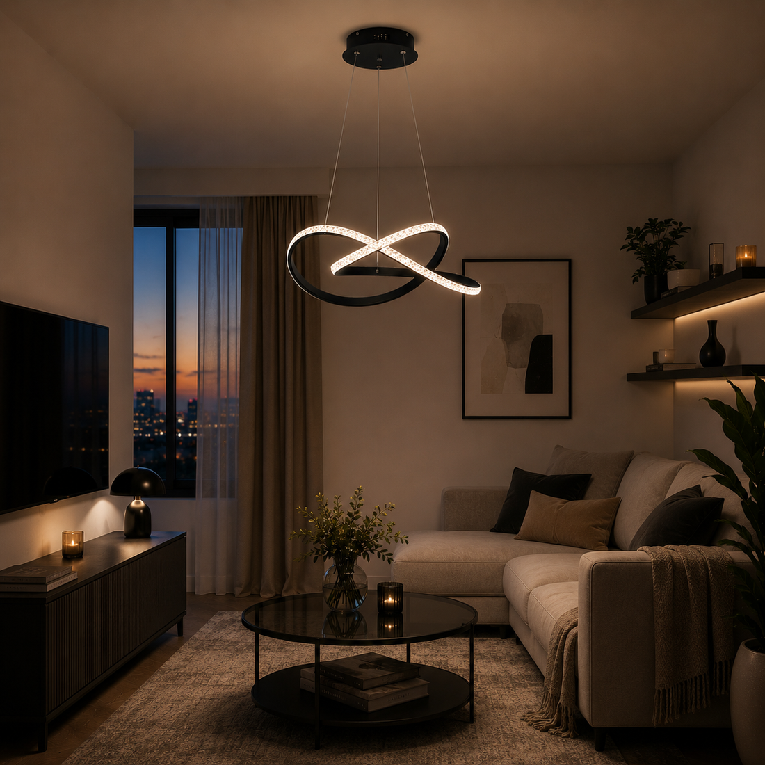 LED осветително тяло Cristal Infinity Black 2 сегмента, еквивалент 400W