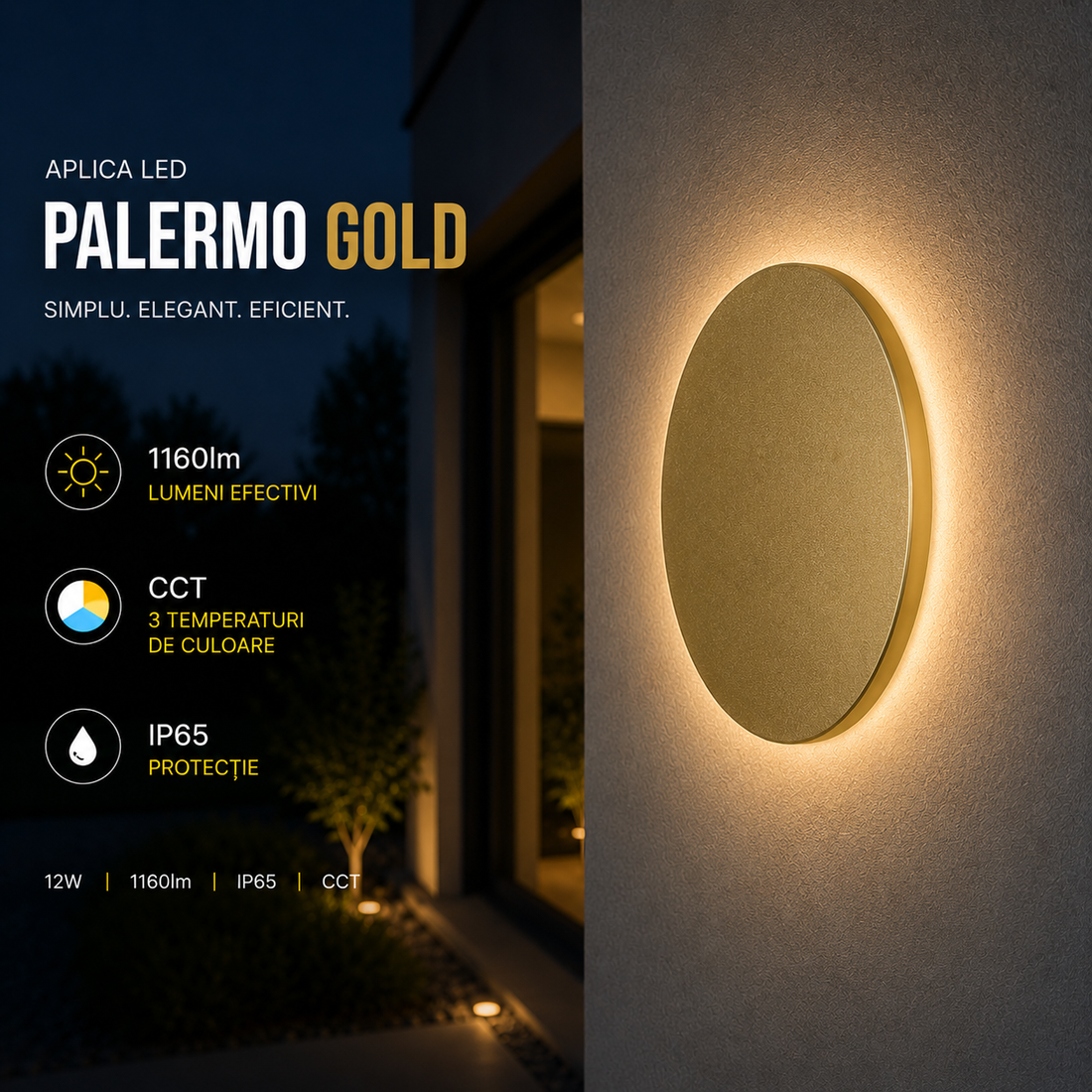 LED аплик за интериор PALERMO златен