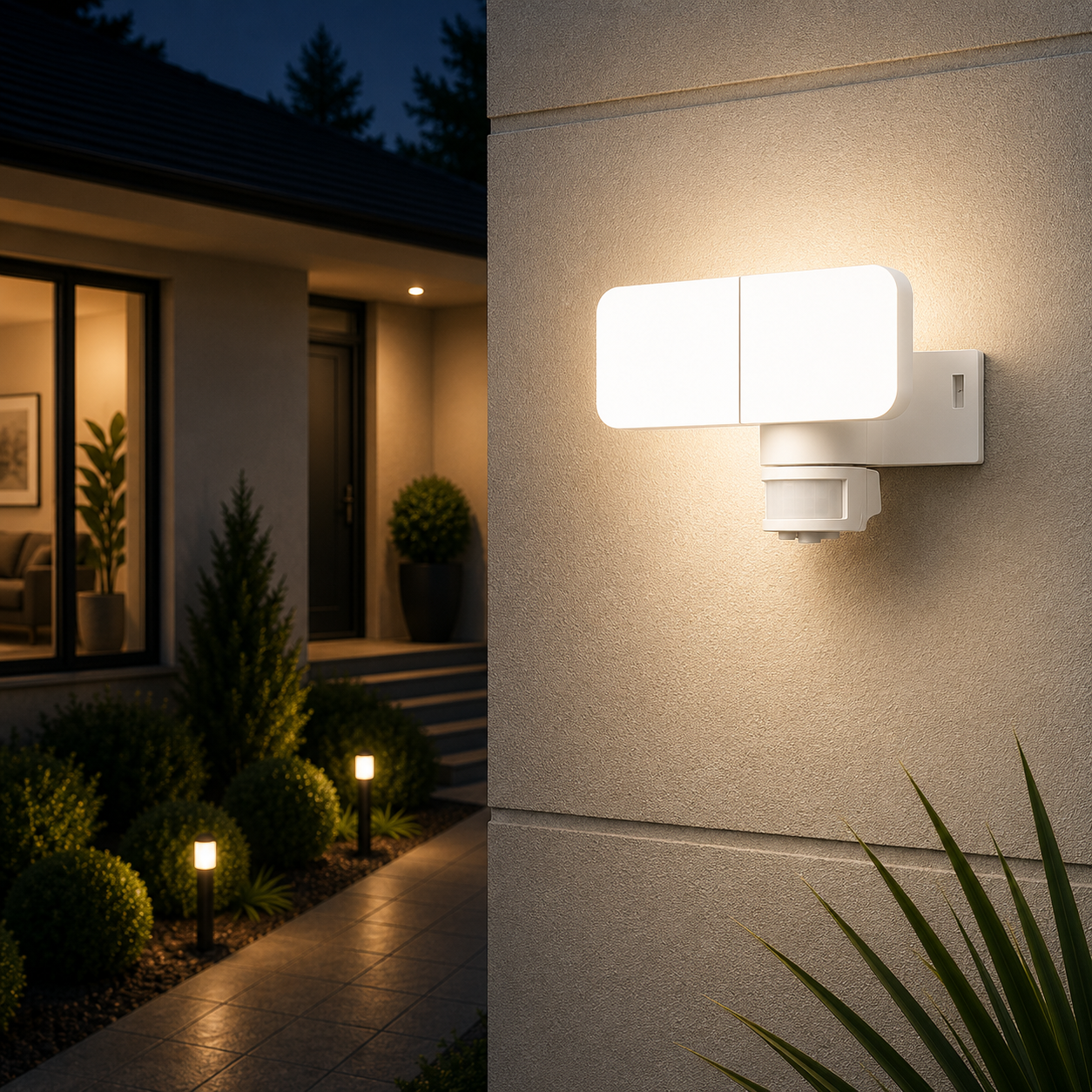 Аплик LED за външен монтаж White 30W със сензор PIR