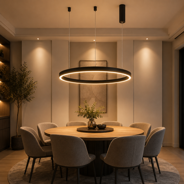 LED осветително тяло пендел TULLIO 60cm Black 1 сегмент еквивалент 300W