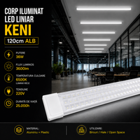 Линеен LED осветителен корпус KENI 120cm Бял, еквивалент 700W
