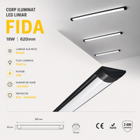 LED осветително тяло 18W Fida BLACK 60cm IP21