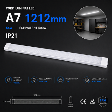 LED осветително тяло 54W A7 120cm IP21 Еквивалент 600W