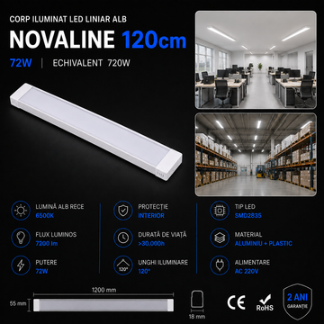 LED осветително тяло 72W 120cm A8 за вътрешен монтаж