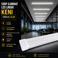 Линеен LED осветителен корпус Бял KENI 120cm Еквивалент 1000W