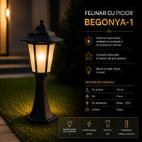 Фенер с краче Черен BEGONYA-1