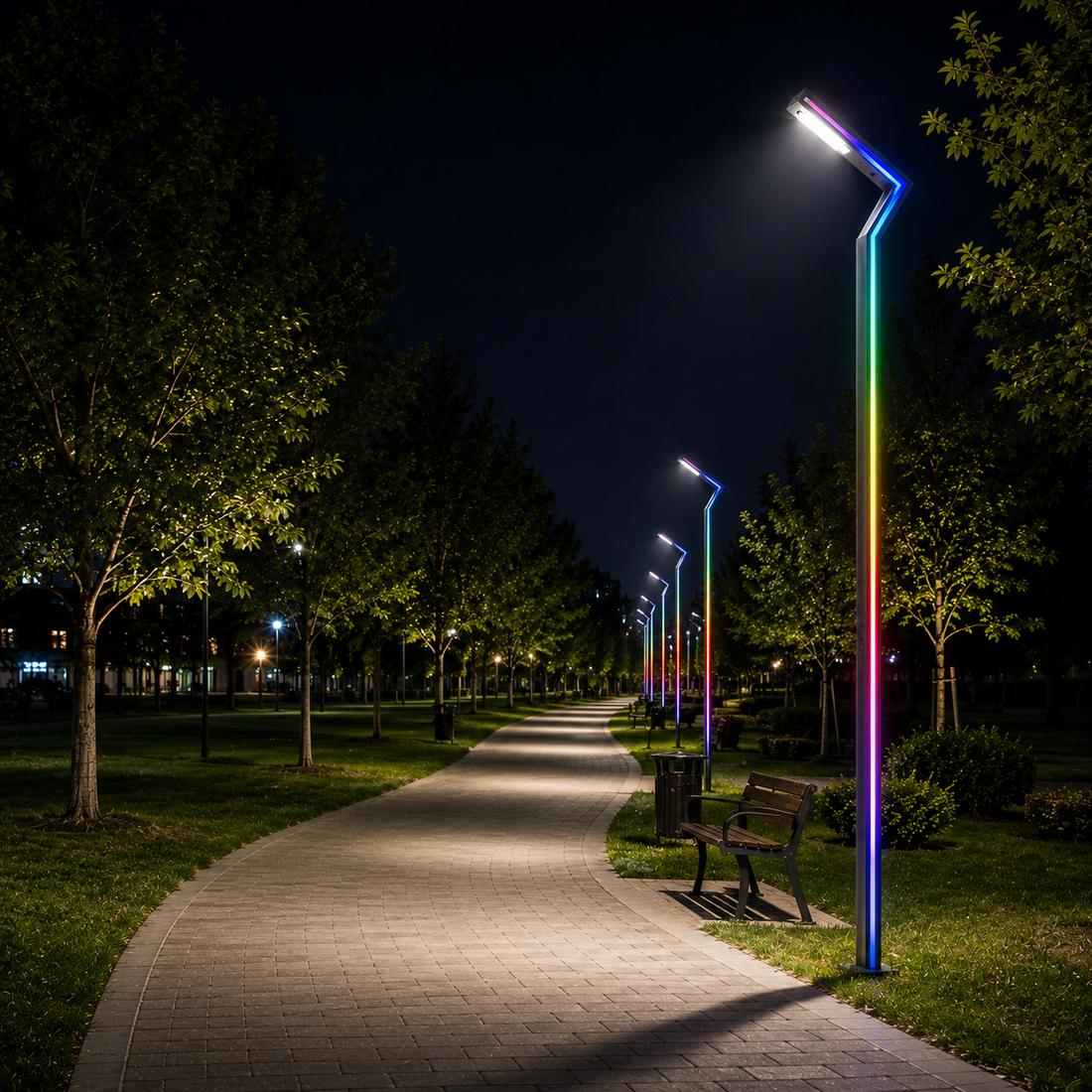 Уличен осветителен стълб 30W RGB с дистанционно 3.5m