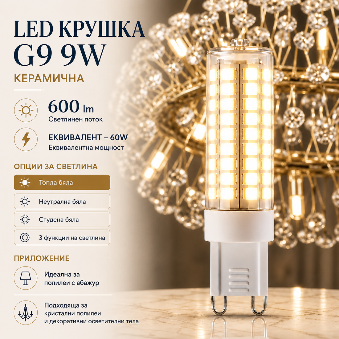 LED крушка G9 9W керамика