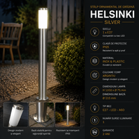 Декоративен градински стълб HELSINKI Silver 1xE27 Eglo
