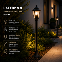 Градински стълб LATERNA 4 тип фенер черен 100CM