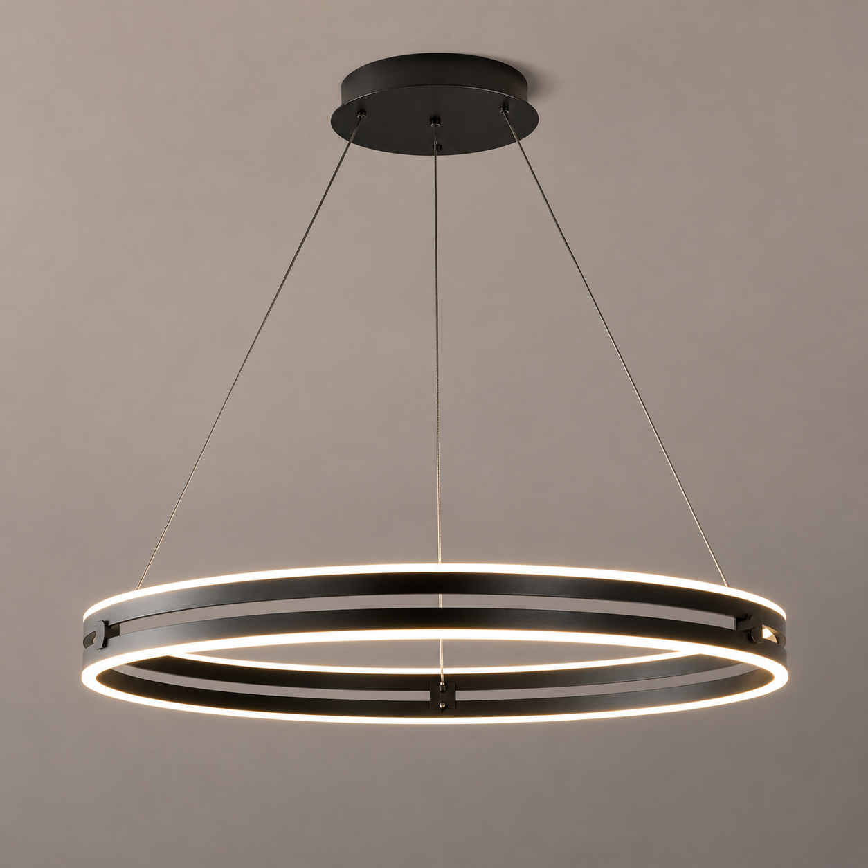 LED осветително тяло Maxi Ring Черно, висящо, еквивалент 800W, с дистанционно