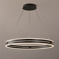 LED осветително тяло Maxi Ring Черно, висящо, еквивалент 800W, с дистанционно