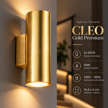 Аплик за стена цилиндричен CLEO 2xGU10 Gold