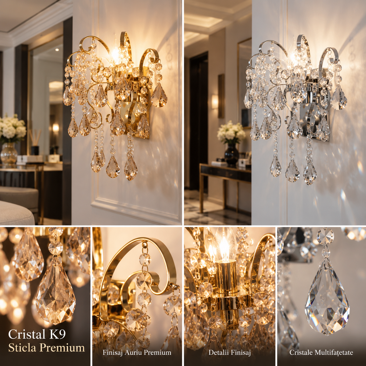 Аплик за стена кристал MONACO Silver