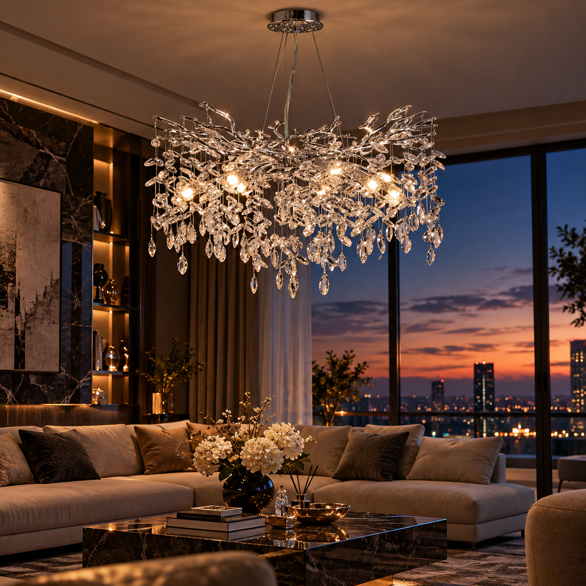 Полилей кристал LUXURY Silver CINDY 80cm