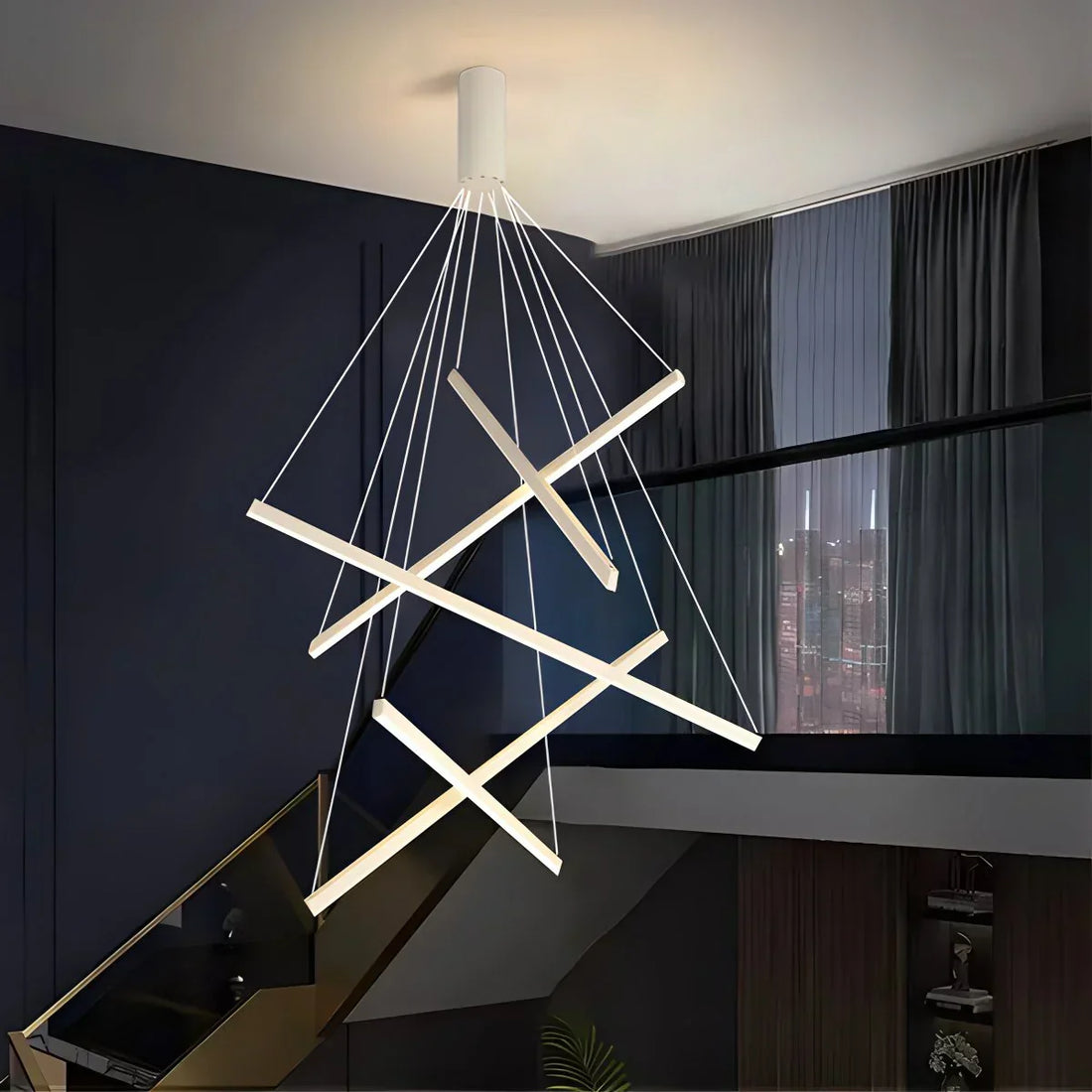 LED осветително тяло 5 Geometric WHITE Lines висящо, еквивалент 500W