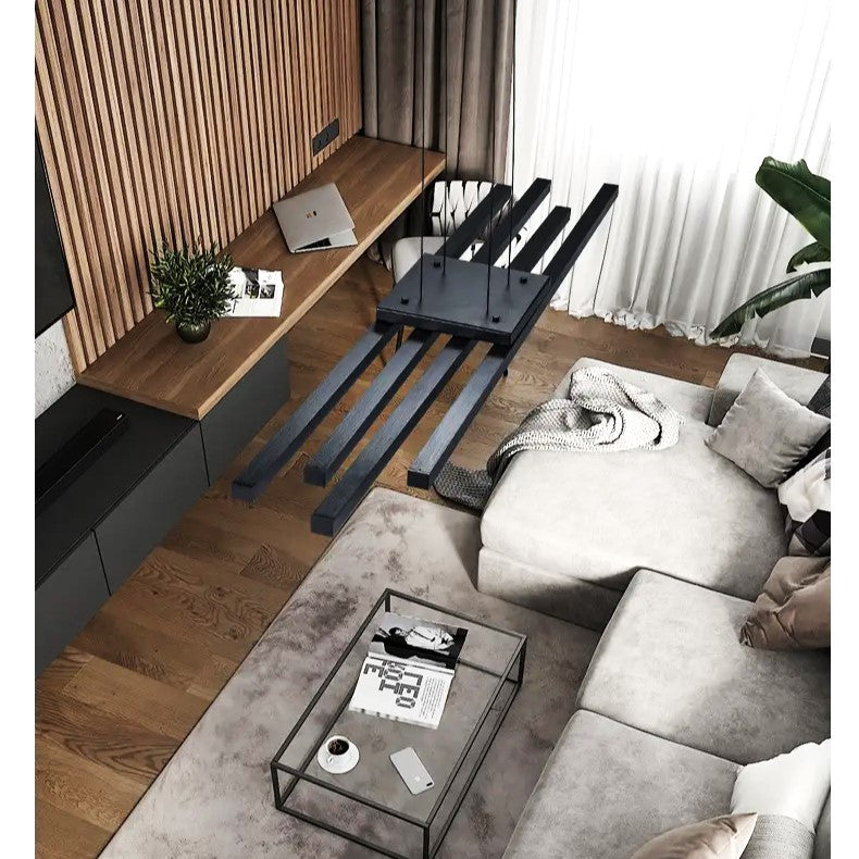 LED осветително тяло висящо 4 Linnes Black еквивалент 400W с дистанционно