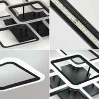 LED Осветително тяло 4+1 Big SQUARE BLACK 60CM Еквивалент 850W с дистанционно