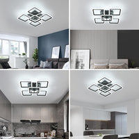 LED Осветително тяло 4+1 Big SQUARE BLACK 60CM Еквивалент 850W с дистанционно