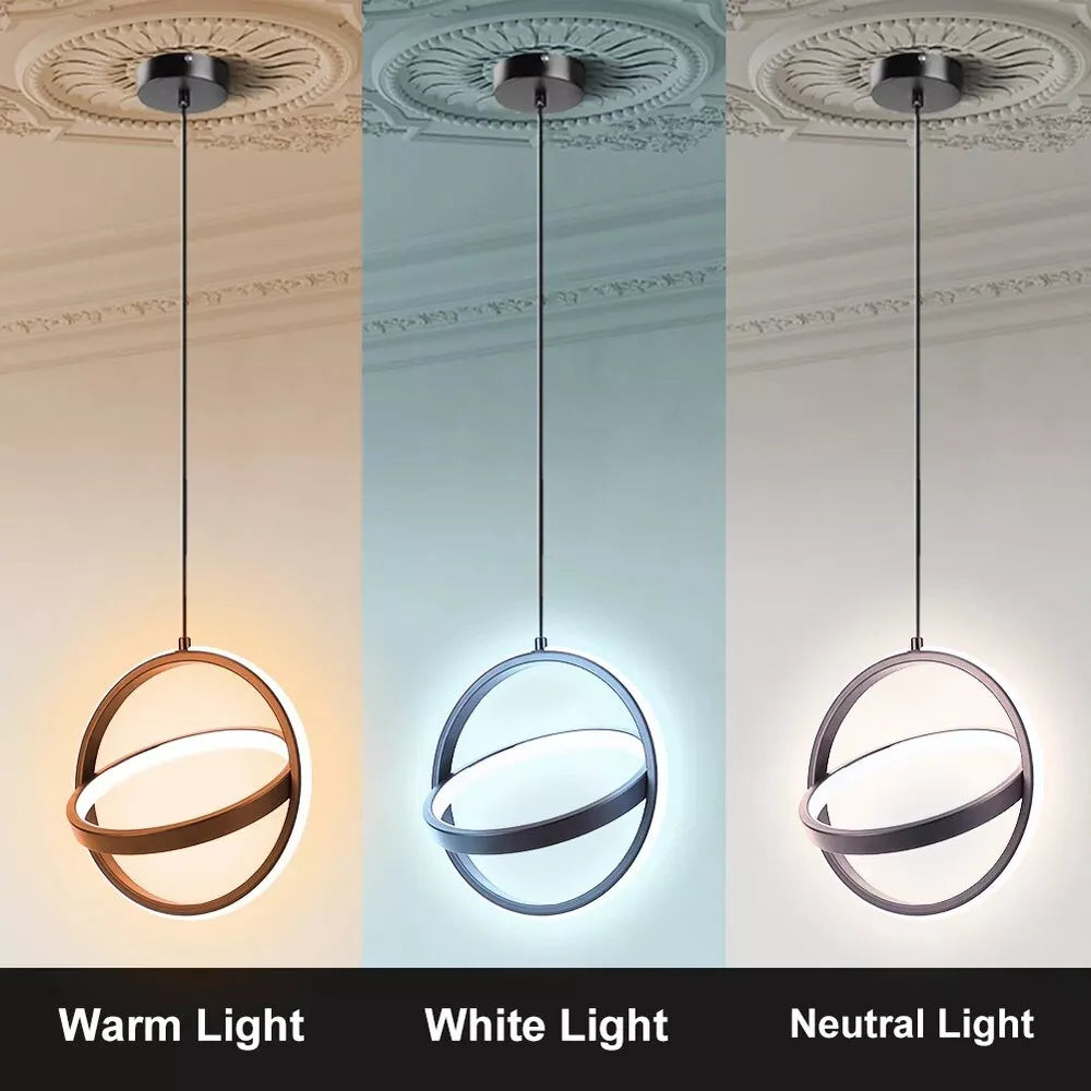 LED осветително тяло висящо INFINITY RINGS Black еквивалент 200W