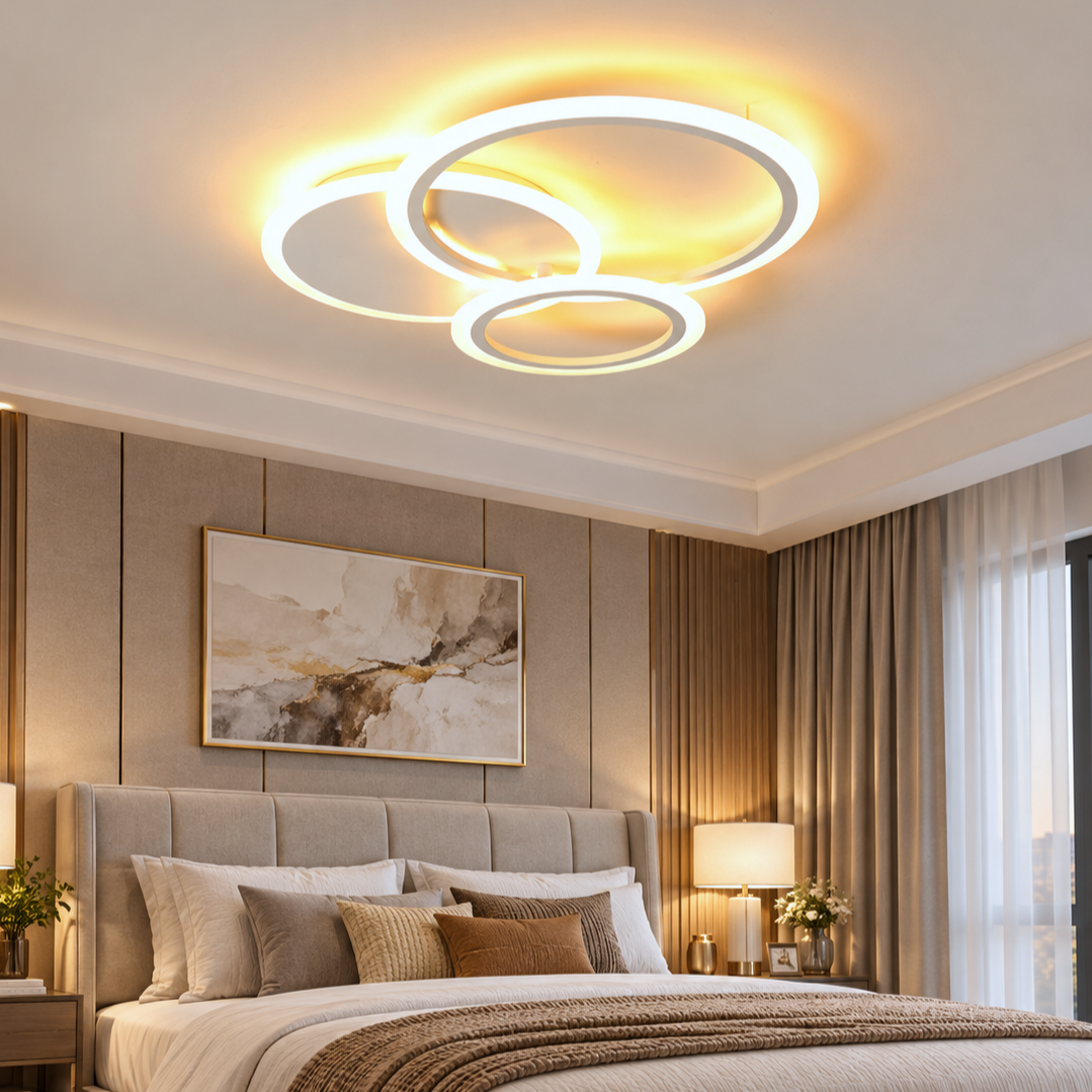 LED осветително тяло TWO CIRCLE Design Еквивалент 400W с дистанционно