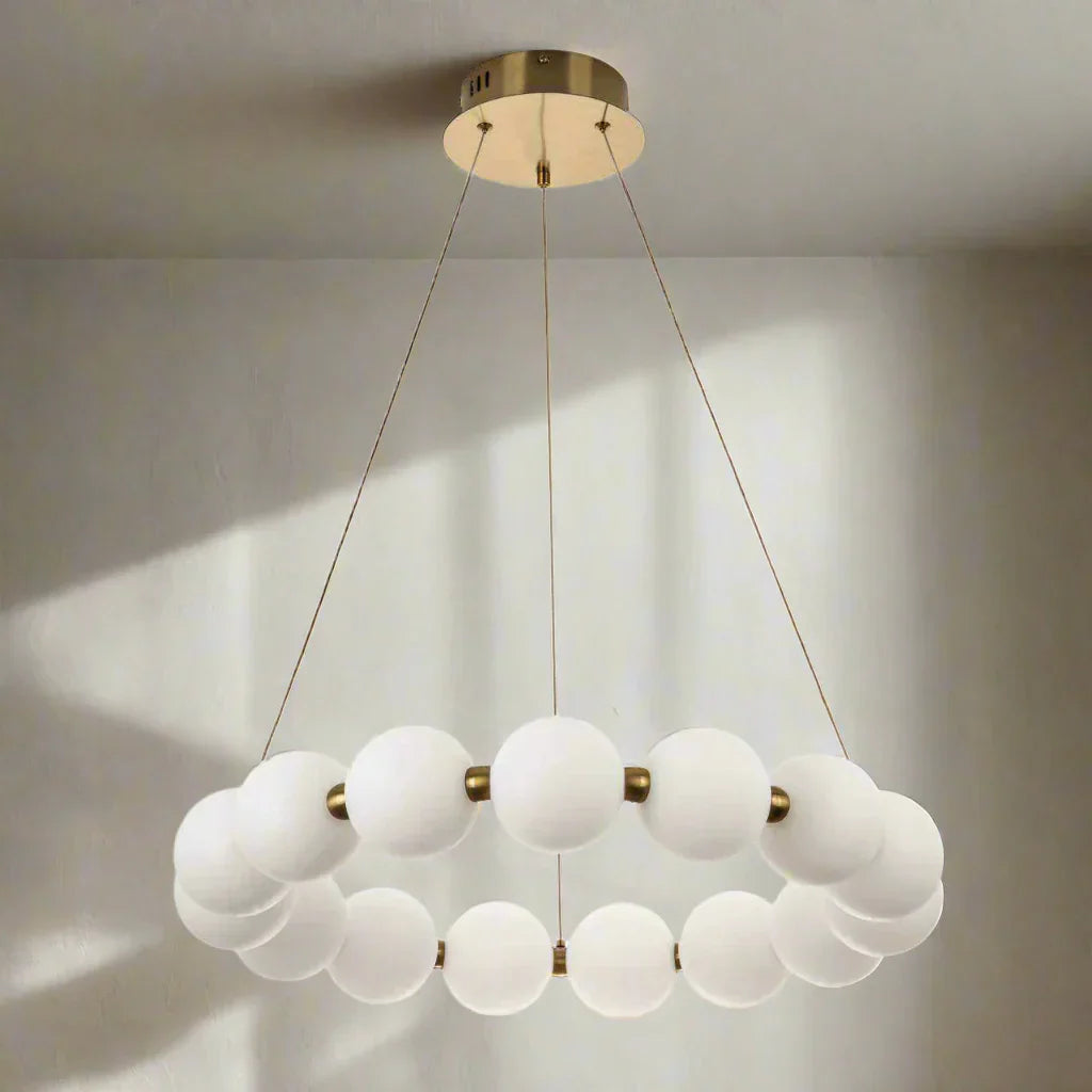 LED осветително тяло висящо Gold PEARL еквивалент 500W с дистанционно