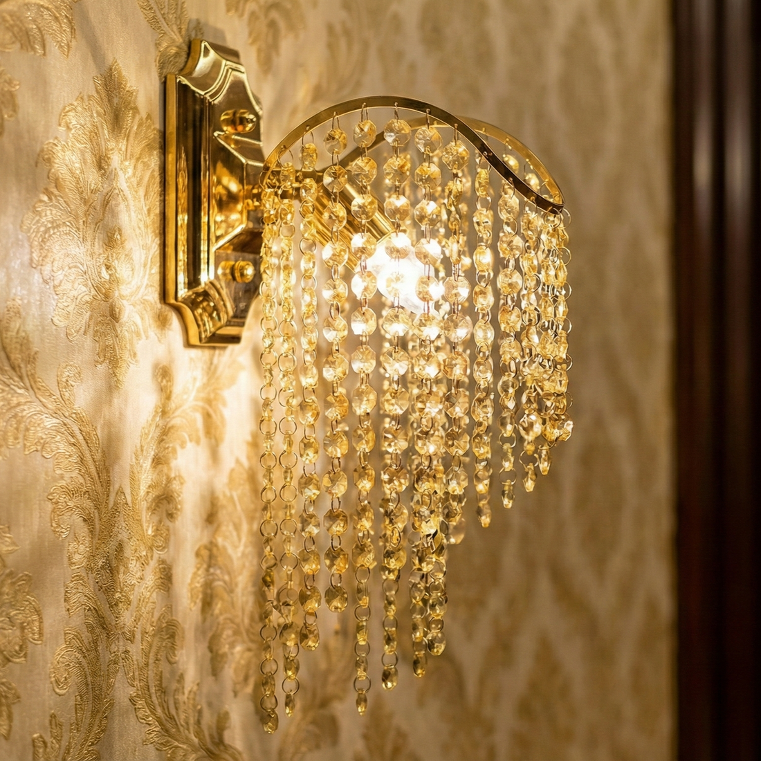Стенен аплик с кристали FREDA Gold Solo 1xE27