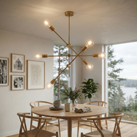 Осветително тяло в северен стил Mid-Century 6xE27 Gold