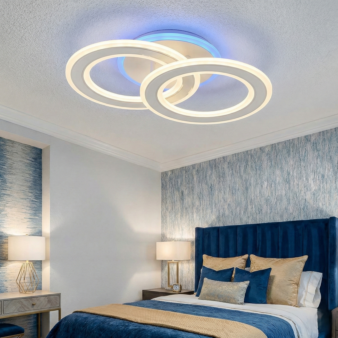 LED Осветително тяло Two Circle GRIDLINE Бяло RGB Еквивалент 400W с дистанционно