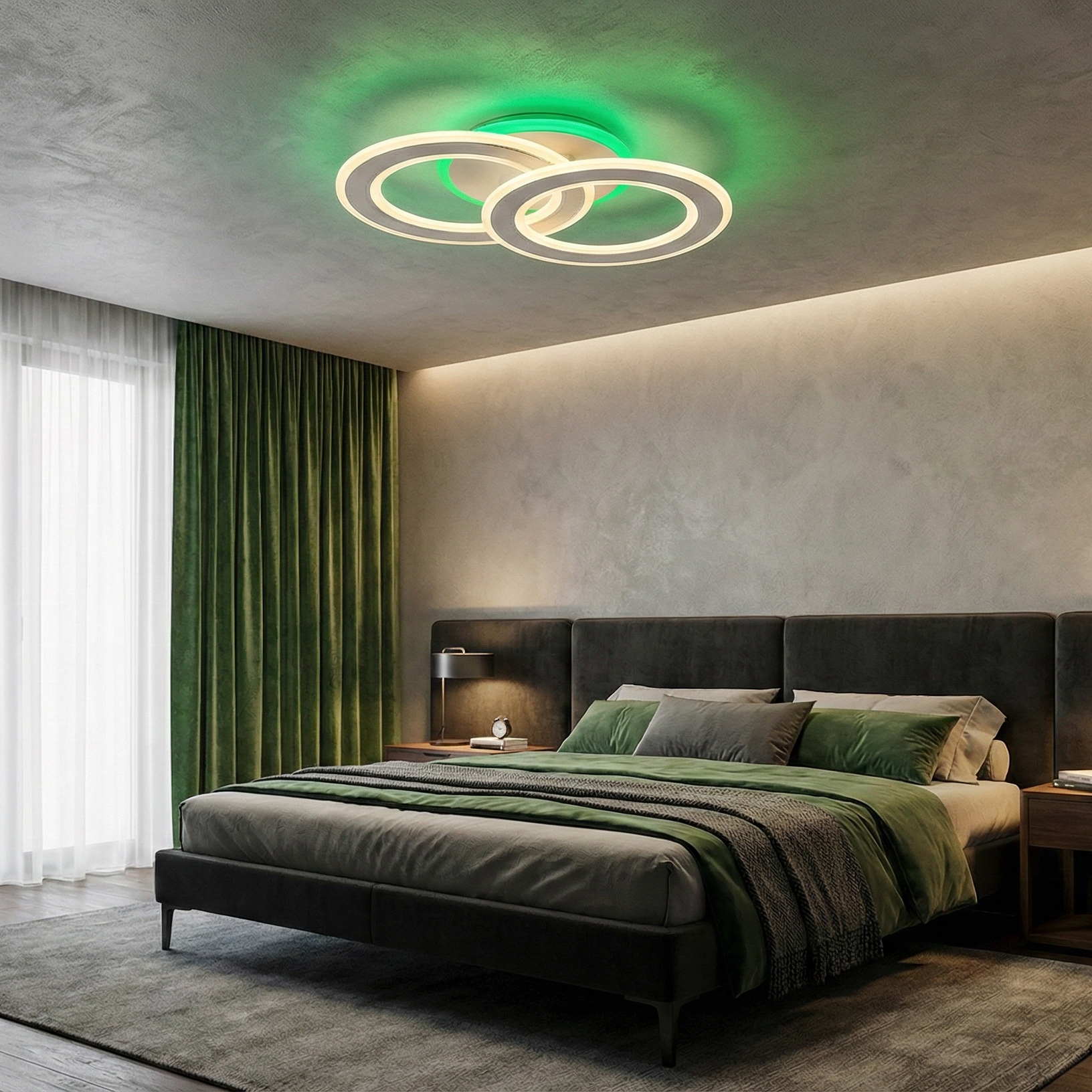 LED Осветително тяло Two Circle GRIDLINE Бяло RGB Еквивалент 400W с дистанционно