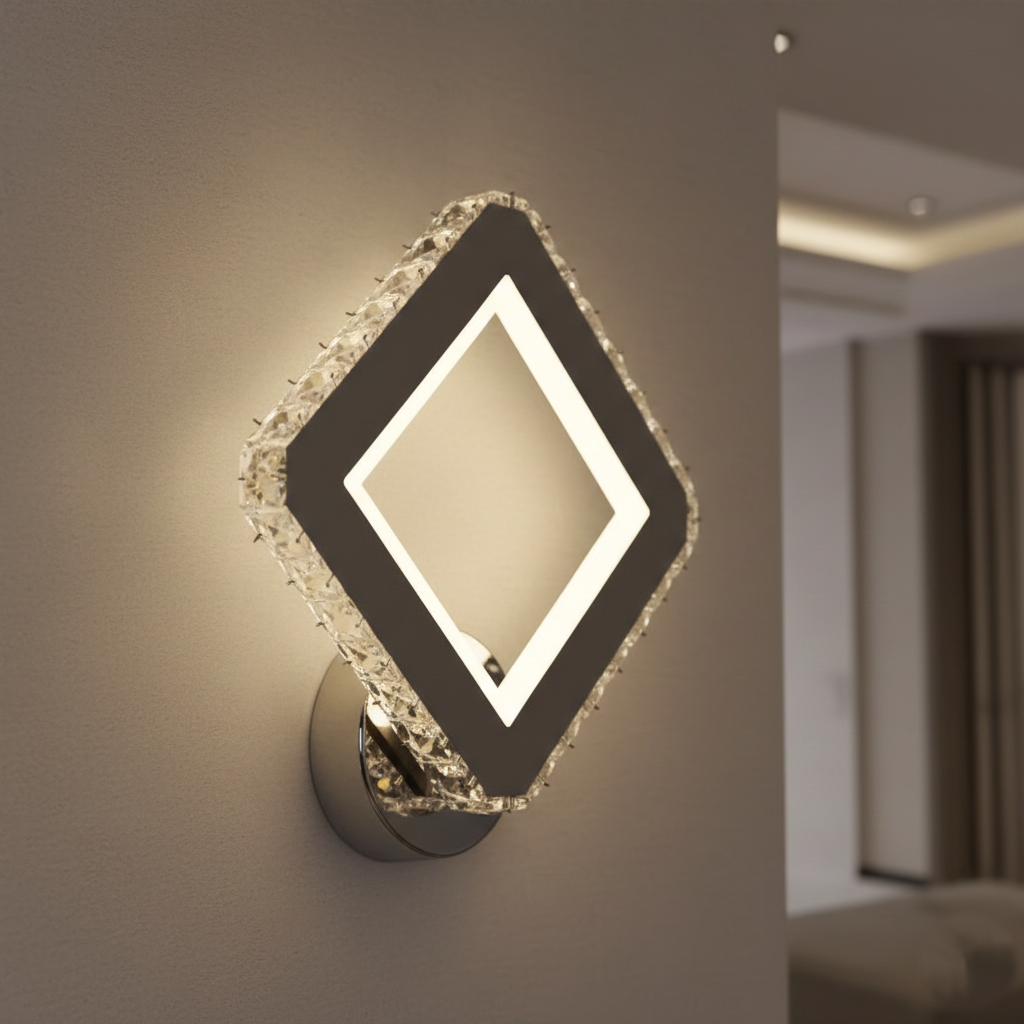 LED стенен аплик с кристали Diamond Edge Chrome