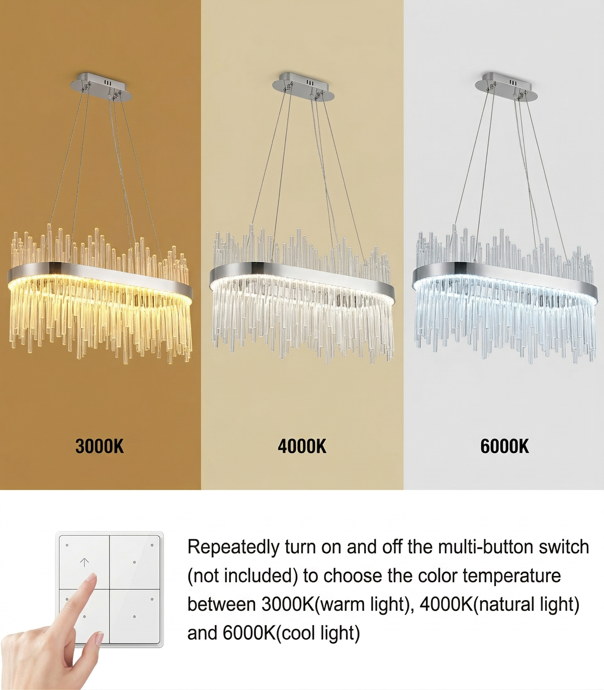 LED висящо осветително тяло CROWN Silver Crystal 80x30 см – еквивалент 600W