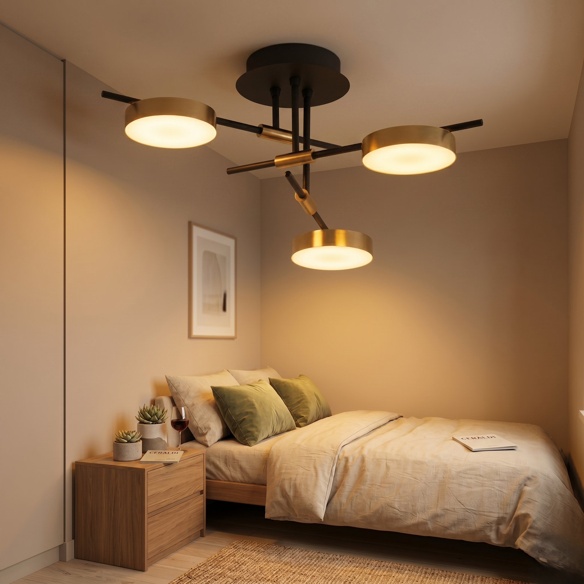LED осветително тяло Kara Gold & Black – Топла светлина, еквивалент 200W