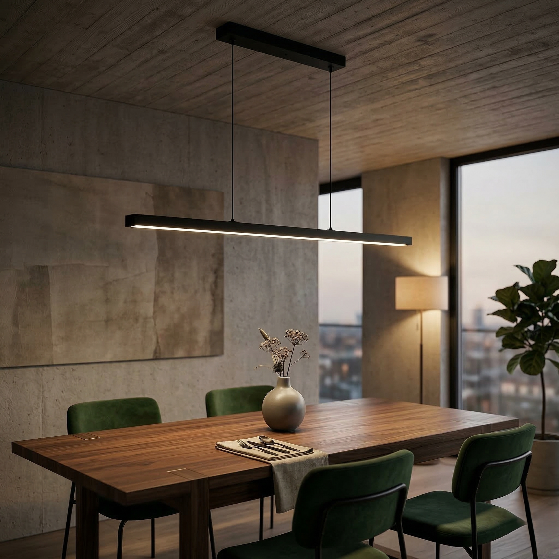 LED осветително тяло 36W висящо Elegant Office Black еквивалент 300W