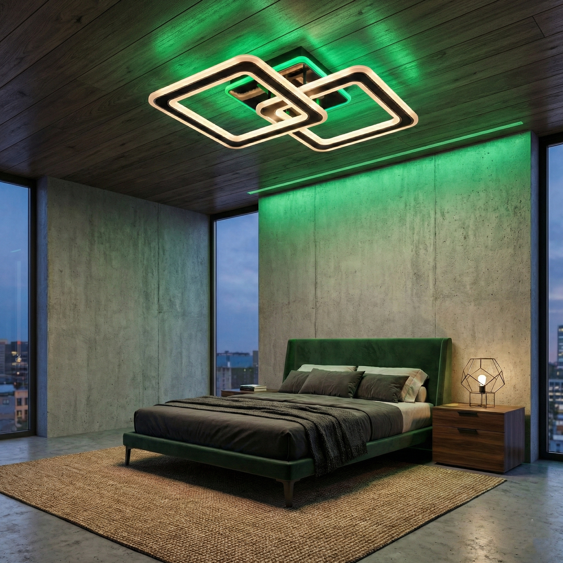 LED осветително тяло Two Square GRIDLINE Черно RGB – Еквивалент 500W, с дистанционно