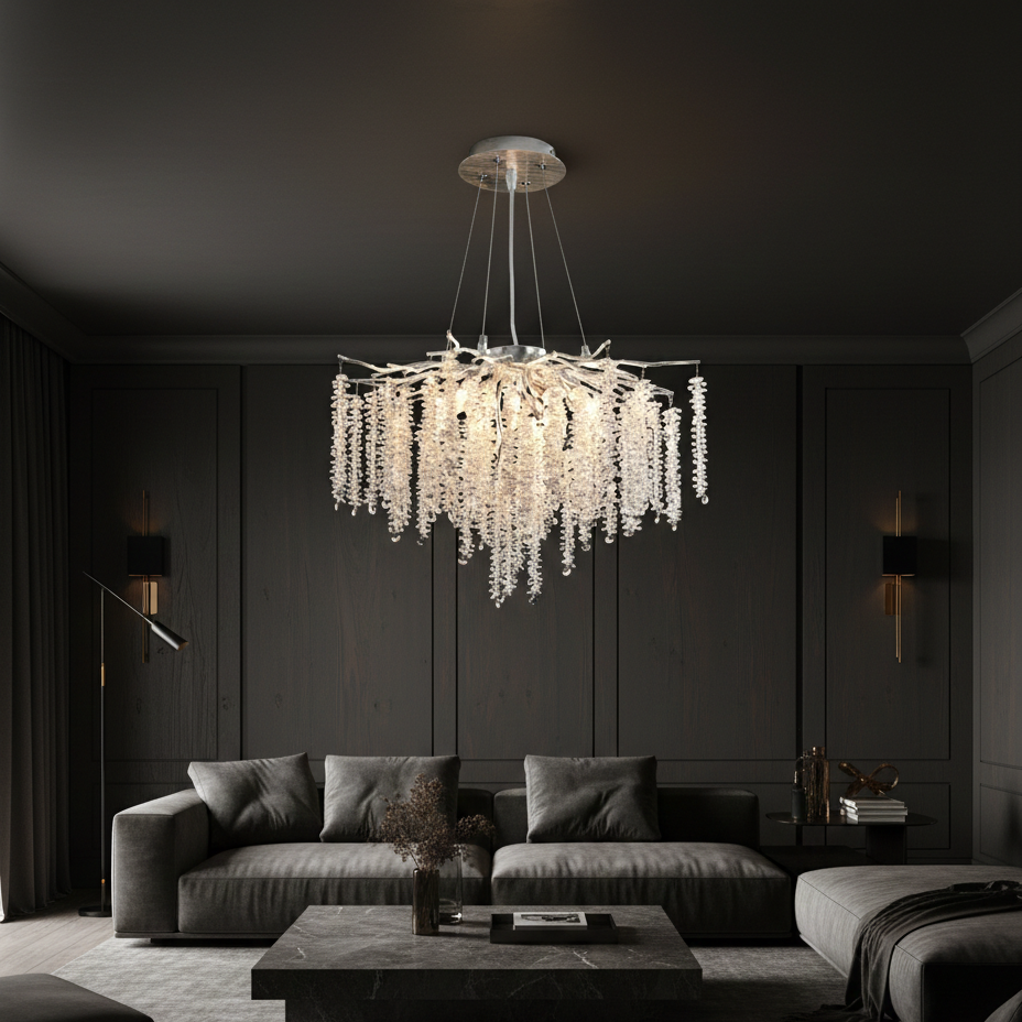 Кристален полилей LUXURY Silver Willow 60 cm