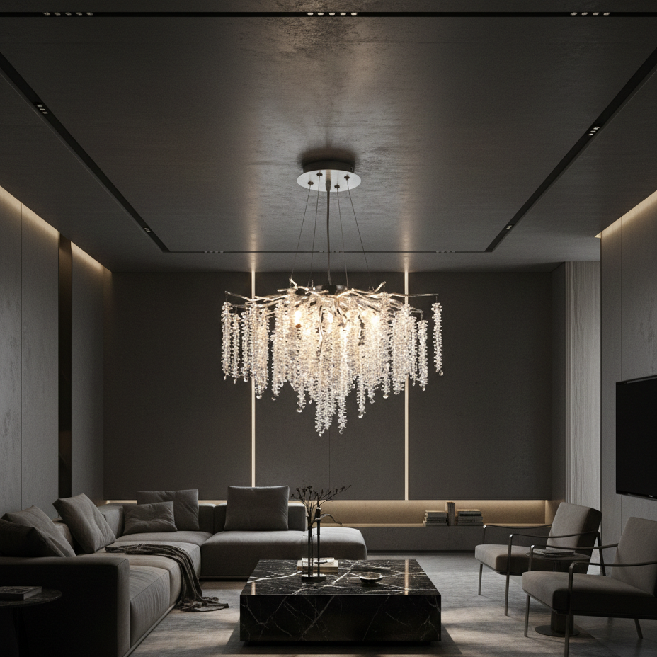 Кристален полилей LUXURY Silver Willow 60 cm