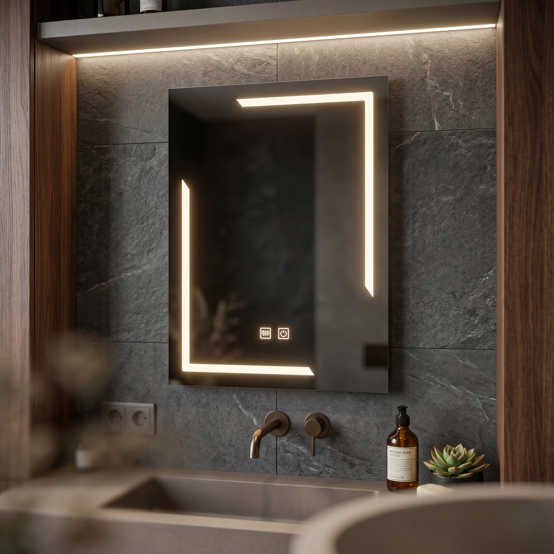 LED огледало 60x80cm с функция против замъгляване и Touch E38S