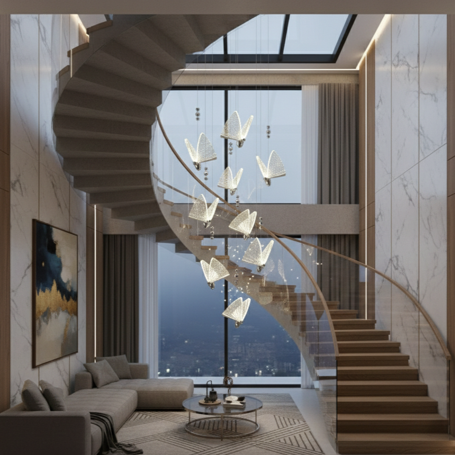 LED осветително тяло Luxury 9 Silver Butterflies