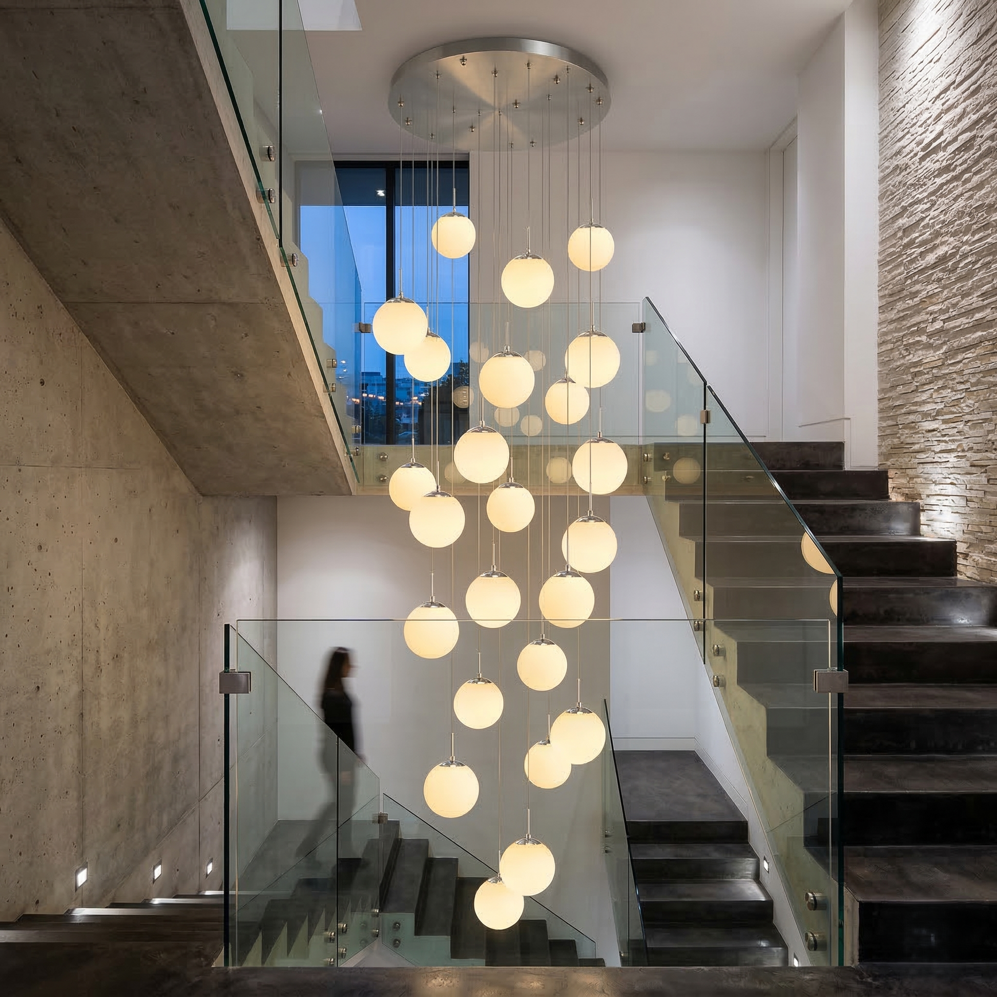 Осветително тяло Абажур Мат SILVER LUXURY STAIRCASE Gigant