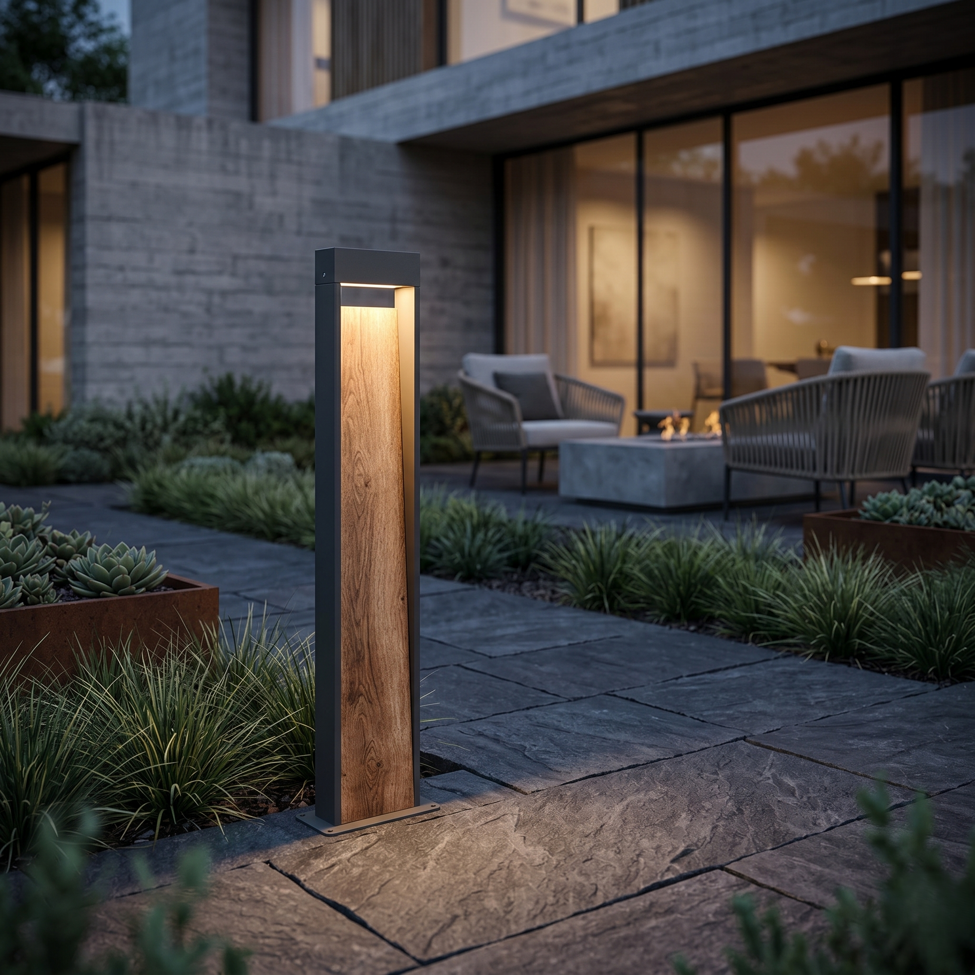 Декоративен градински стълб LED 11W SALMON имитация на дърво 100CM