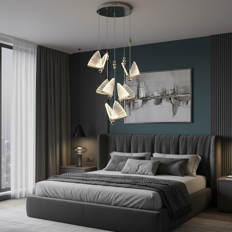 LED осветително тяло Luxury 5 Silver Butterflies
