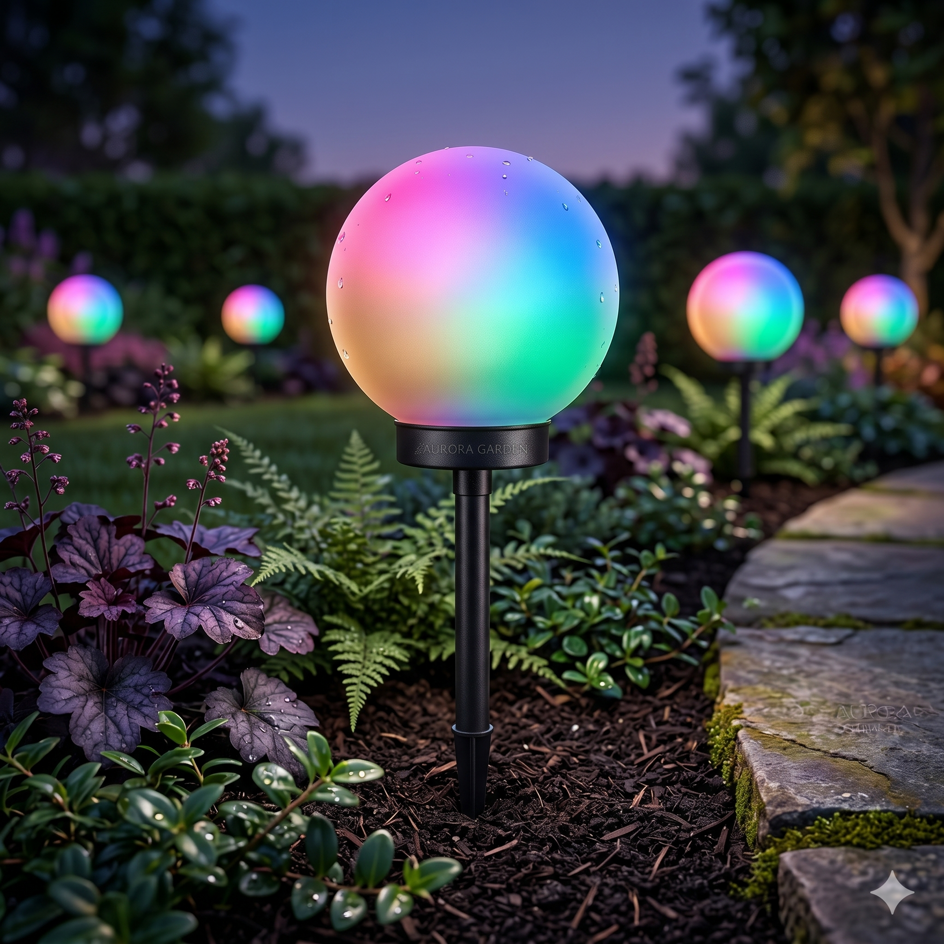 LED градински стълб RGB GLOB със соларно зареждане