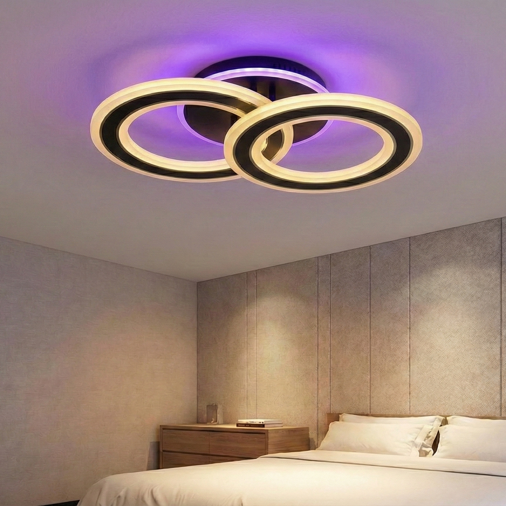 LED Осветително тяло Two Circle GRIDLINE Черно RGB Еквивалент 400W с дистанционно