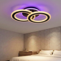 LED Осветително тяло Two Circle GRIDLINE Черно RGB Еквивалент 400W с дистанционно